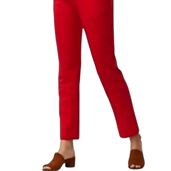 NEW LOFT 10 Marisa Cropped Straight Leg Pants In Tomato Red - Picture 2 of 14